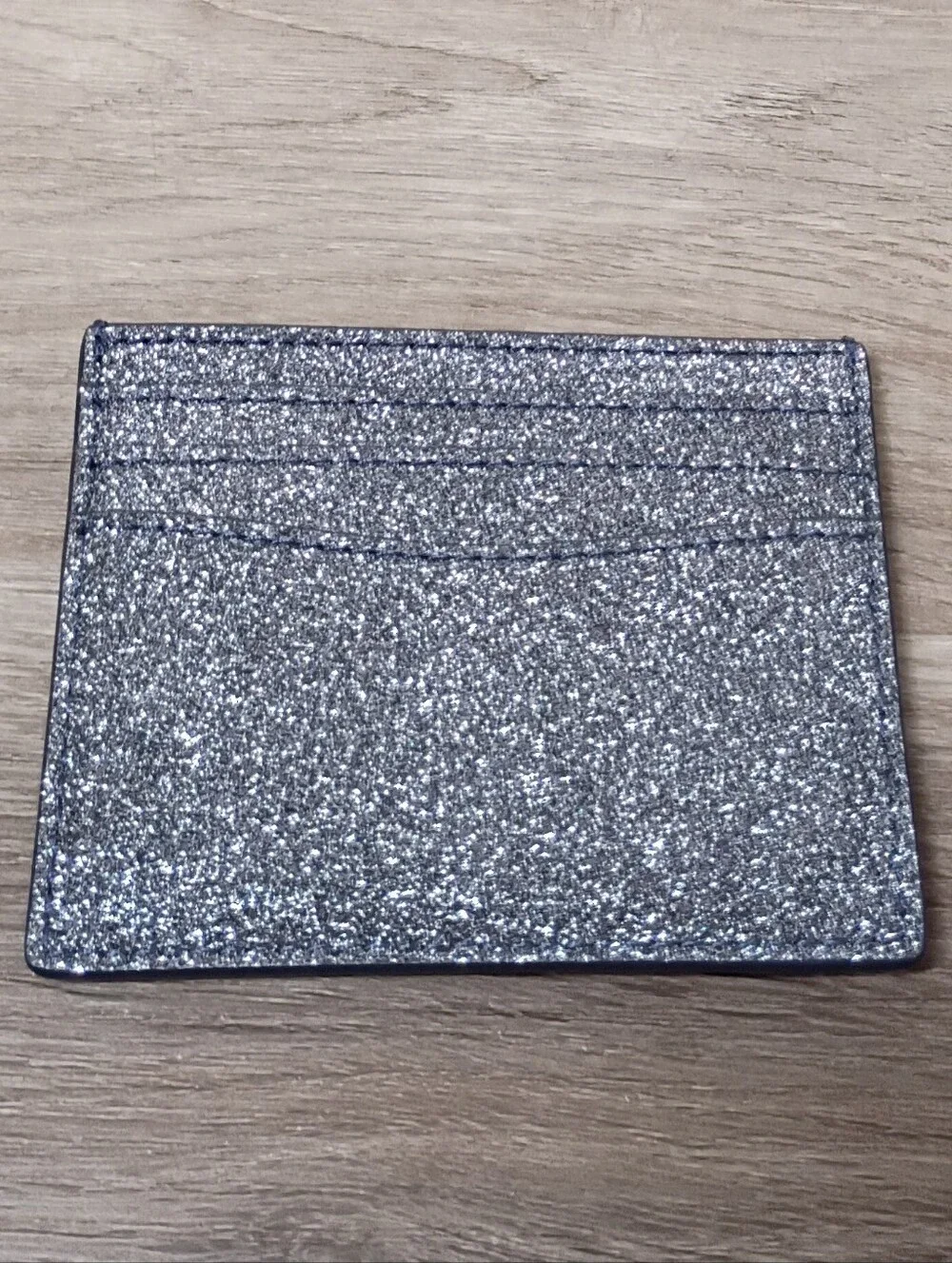 Kate Spade Classic Casual Silver Grey Sparkle Glitter Card Holder Mini Wallet